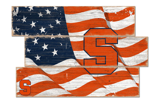 Syracuse Orange Flag Plank Wood Sign