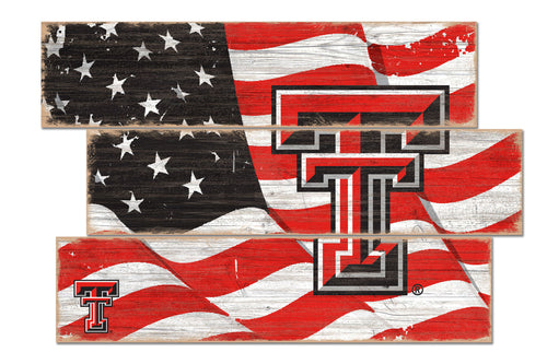 Texas Tech Red Raiders Flag Plank Wood Sign