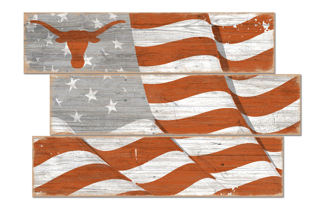 Texas Longhorns Flag Plank Wood Sign