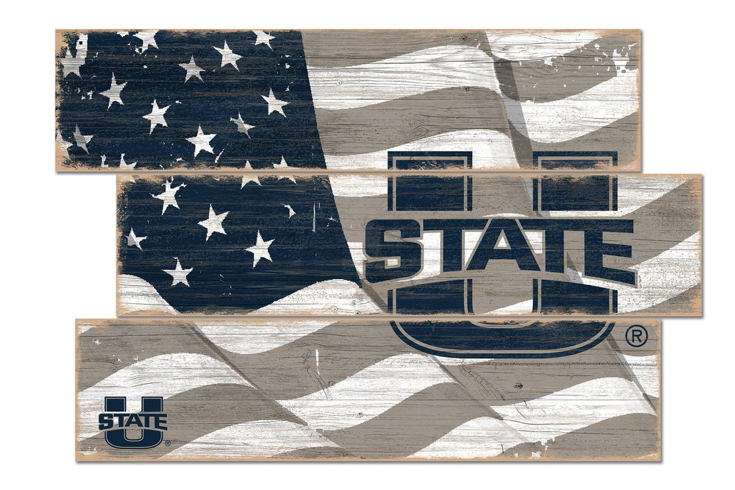 Utah State Aggies Flag Plank Wood Sign
