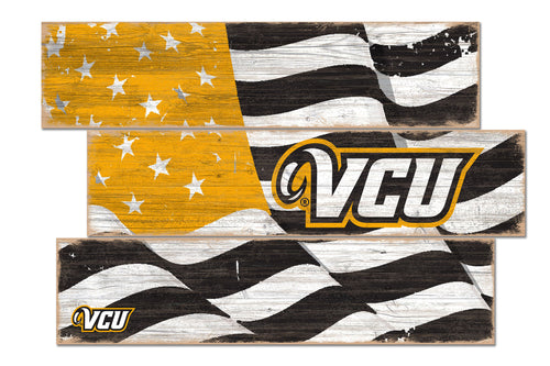 VCU Rams Flag Plank Wood Sign