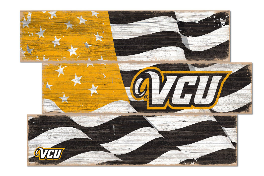VCU Rams Flag Plank Wood Sign