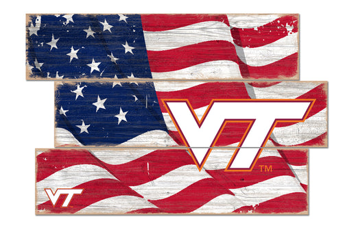 Virginia Tech Hokies Flag Plank Wood Sign