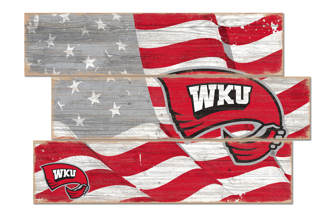 Western Kentucky Hilltoppers Flag Plank Wood Sign