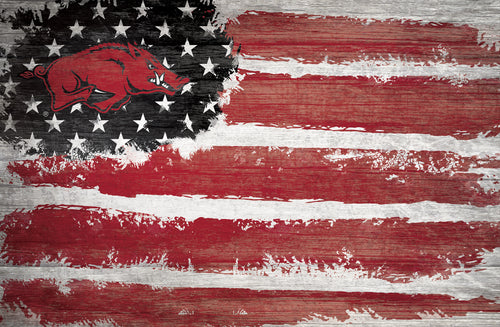 Arkansas Razorbacks Rustic Flag Wood Sign - 17