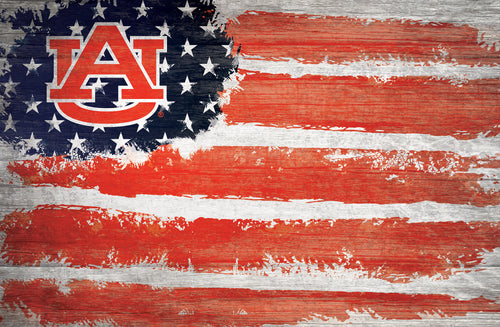 Auburn Tigers Rustic Flag Wood Sign - 17