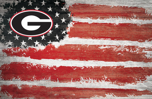 Georgia Bulldogs Rustic Flag Wood Sign - 17