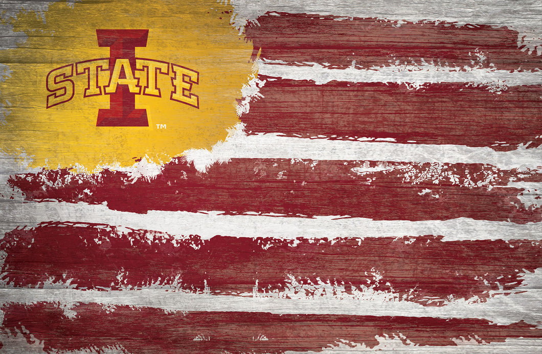 Iowa State Cyclones Rustic Flag Wood Sign - 17