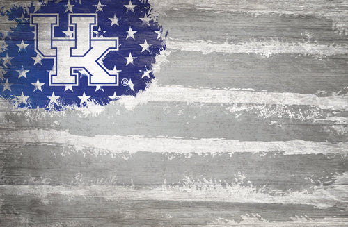 Kentucky Wildcats Rustic Flag Wood Sign - 17