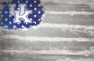 Kentucky Wildcats Rustic Flag Wood Sign - 17"x26"