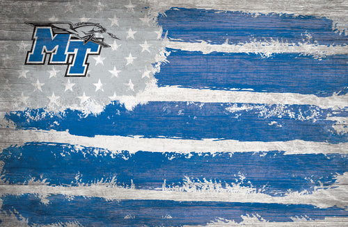 Middle Tennessee State Blue Raiders Rustic Flag Wood Sign - 17