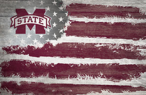 Mississippi State Bulldogs Rustic Flag Wood Sign - 17"x26"