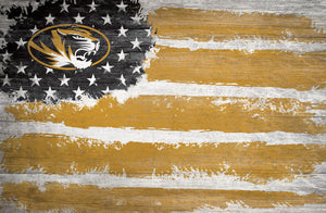Missouri Tigers Rustic Flag Wood Sign - 17"x26"