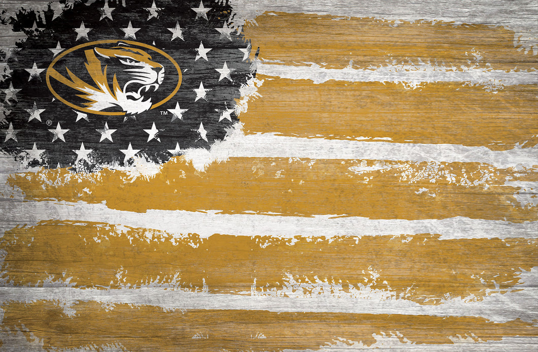 Missouri Tigers Rustic Flag Wood Sign - 17