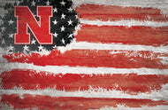 Nebraska Cornhuskers Rustic Flag Wood Sign - 17"x26"