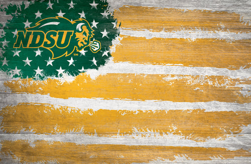 NDSU Bison Rustic Flag Wood Sign - 17