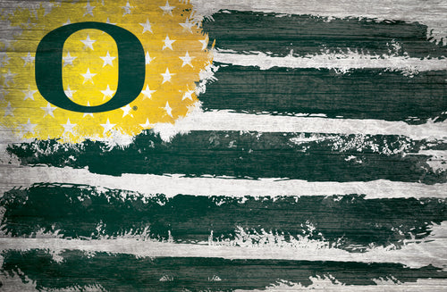 Oregon Ducks Rustic Flag Wood Sign - 17
