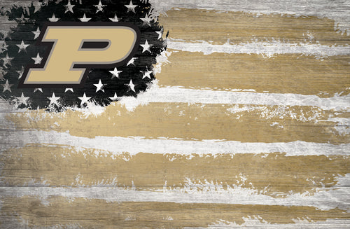 Purdue Boilermakers Rustic Flag Wood Sign - 17
