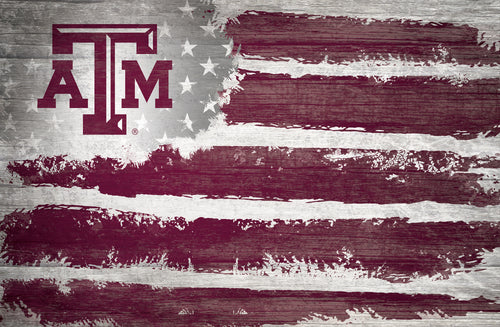 Texas A&M Aggies Rustic Flag Wood Sign - 17