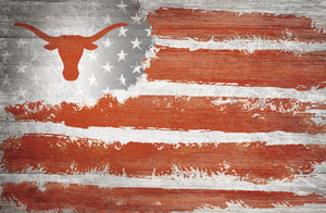 Texas Longhorns Rustic Flag Wood Sign - 17"x26"