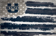 Utah State Aggies Rustic Flag Wood Sign - 17"x26"