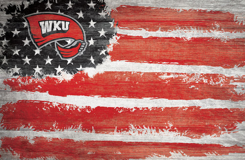 Western Kentucky Hilltoppers Rustic Flag Wood Sign - 17