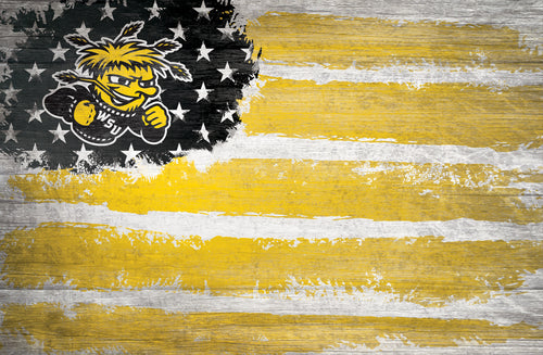 Wichita State Shockers Rustic Flag Wood Sign - 17