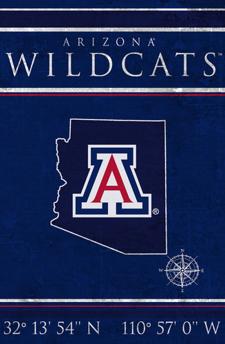 Arizona Wildcats Coordinates Wood Sign - 17