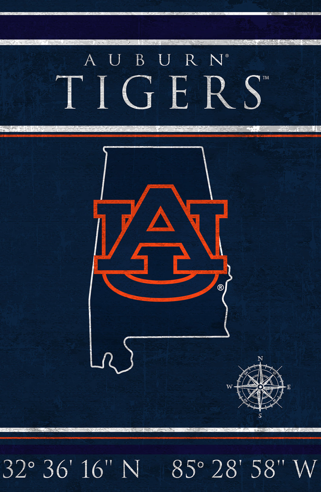 Auburn Tigers Coordinates Wood Sign - 17