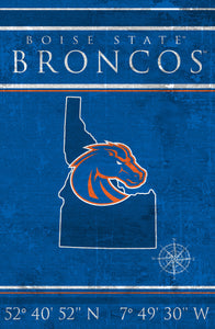 Boise State Broncos Coordinates Wood Sign - 17"x26"