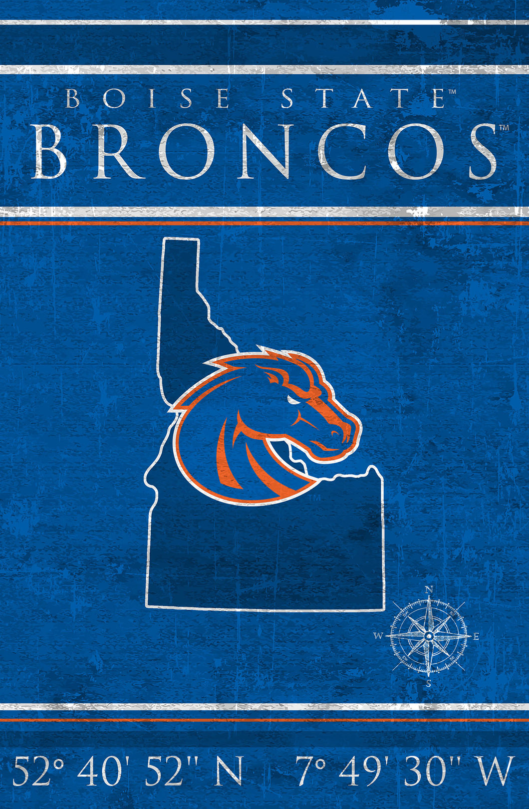 Boise State Broncos Coordinates Wood Sign - 17