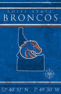 Boise State Broncos Coordinates Wood Sign - 17"x26"