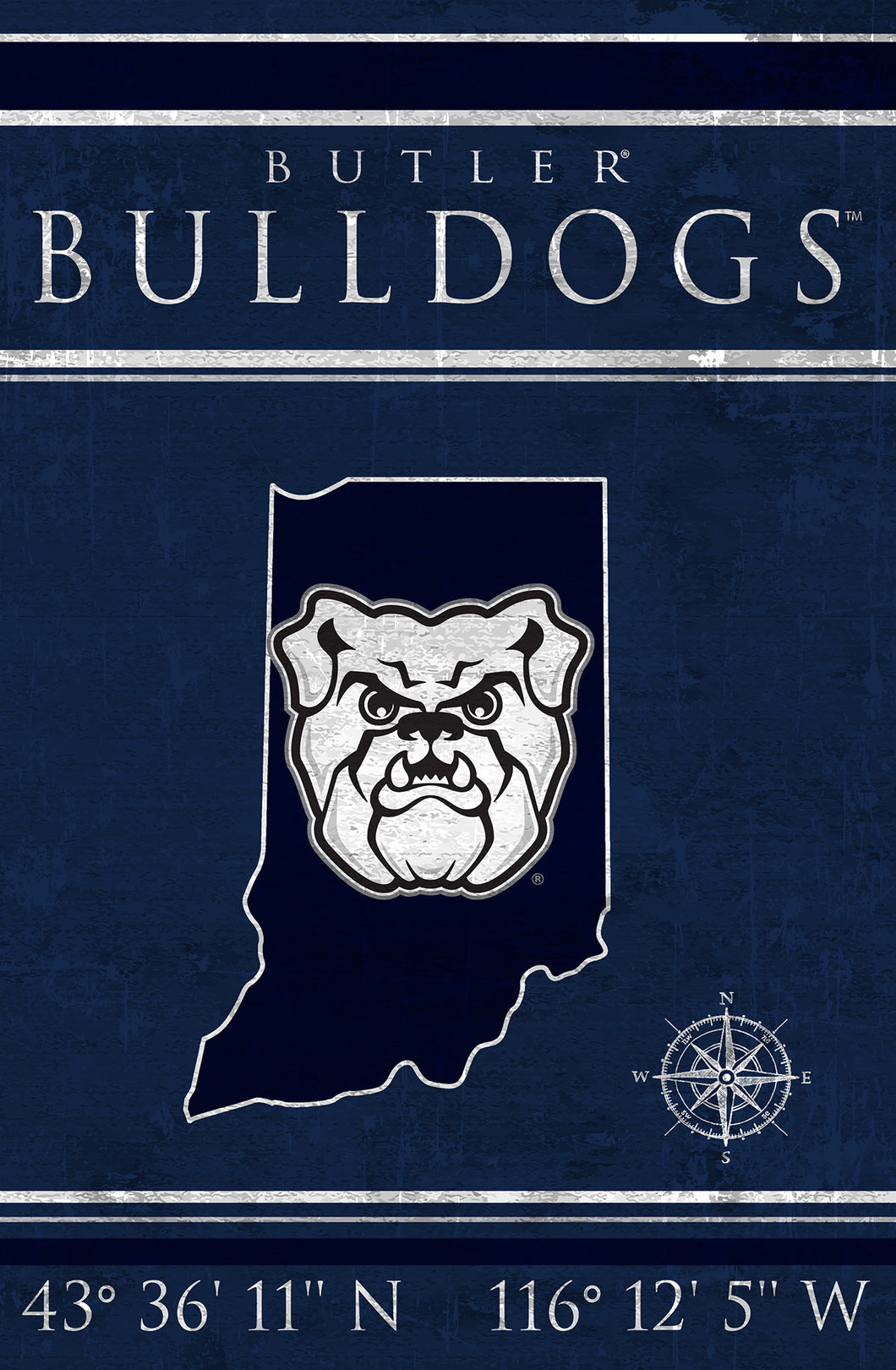 Butler Bulldogs Coordinates Wood Sign - 17