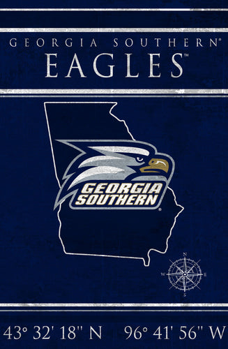 Georgia Southern Eagles Coordinates Wood Sign - 17