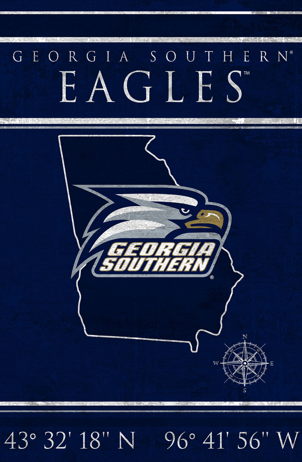 Georgia Southern Eagles Coordinates Wood Sign - 17