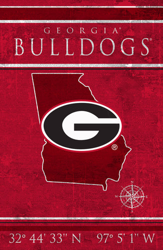 Georgia Bulldogs Coordinates Wood Sign - 17