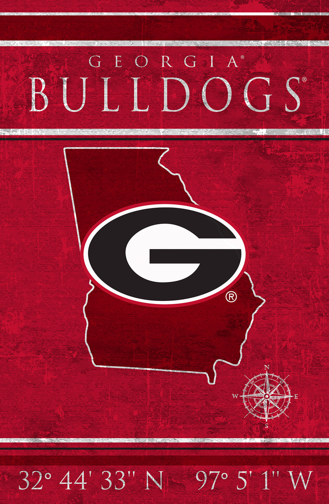 Georgia Bulldogs Coordinates Wood Sign - 17