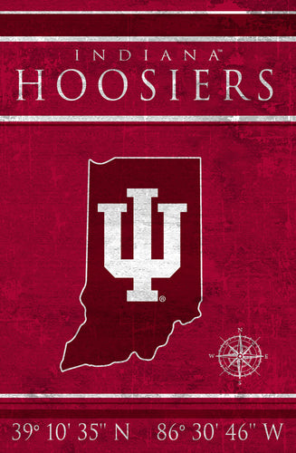 Indiana Hoosiers  Coordinates Wood Sign - 17