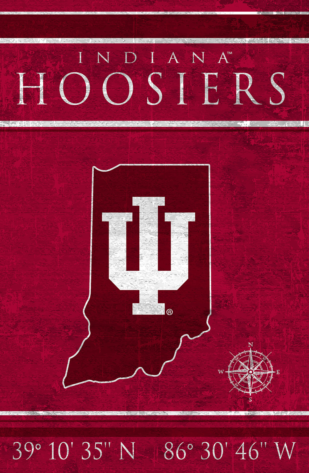 Indiana Hoosiers  Coordinates Wood Sign - 17