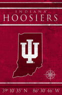 Indiana Hoosiers  Coordinates Wood Sign - 17"x26"