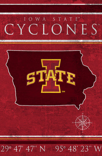 Iowa State Cyclones Coordinates Wood Sign - 17