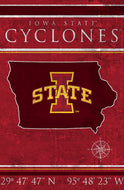 Iowa State Cyclones Coordinates Wood Sign - 17"x26"