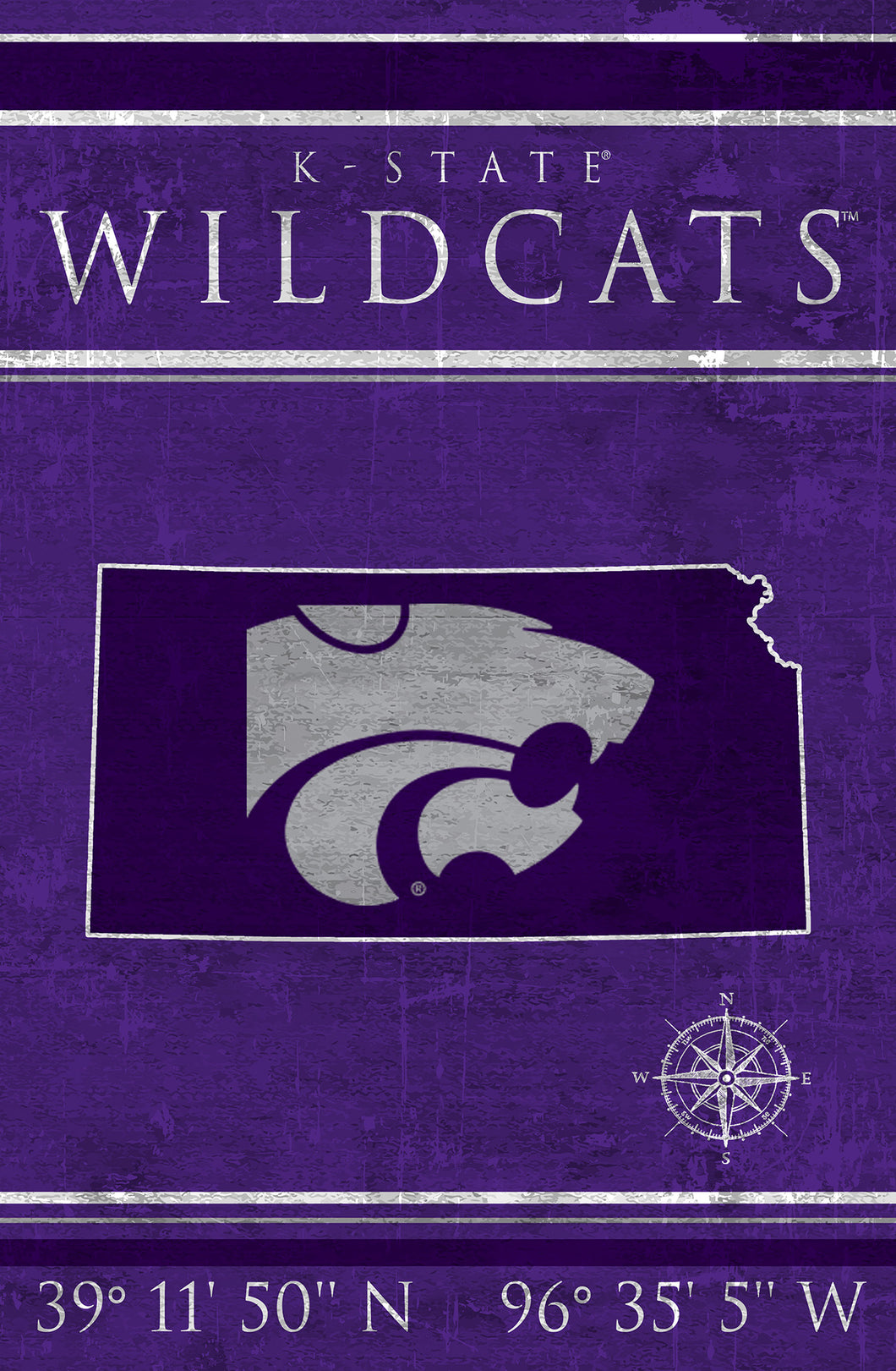 Kansas State Wildcats Coordinates Wood Sign - 17
