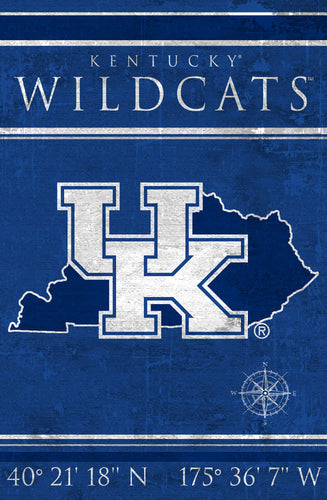 Kentucky Wildcats Coordinates Wood Sign - 17