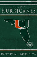 Miami Hurricanes Coordinates Wood Sign - 17"x26"