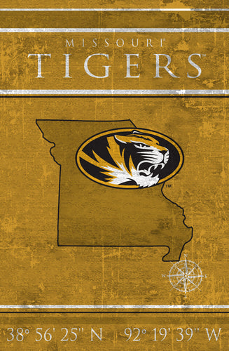 Missouri Tigers Coordinates Wood Sign - 17