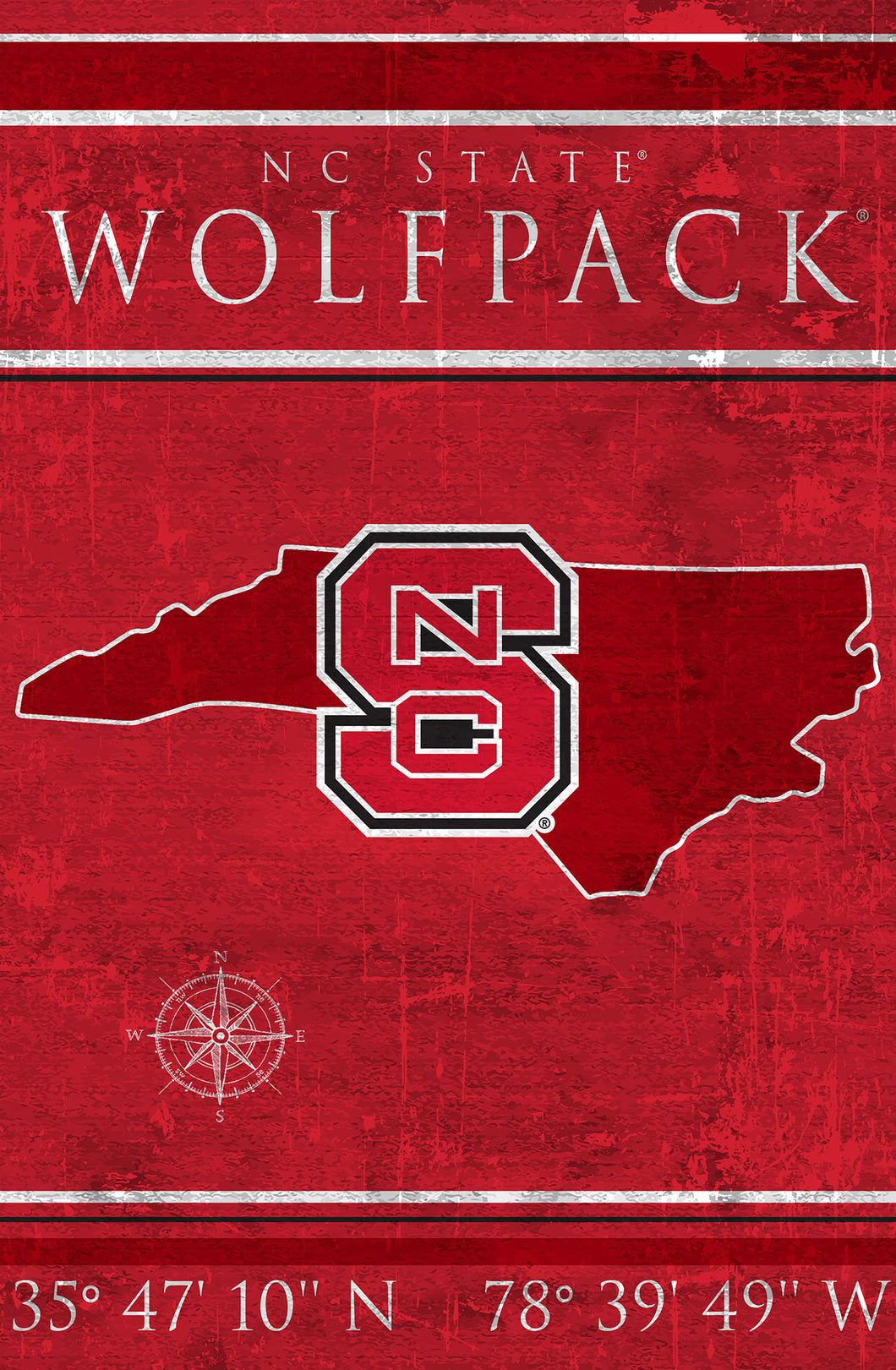 North Carolina State Wolfpack Coordinates Wood Sign - 17