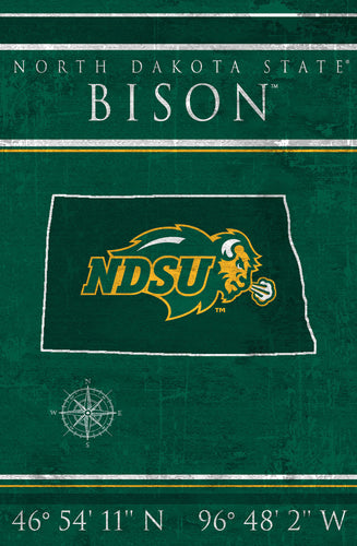 NDSU Bison Coordinates Wood Sign - 17