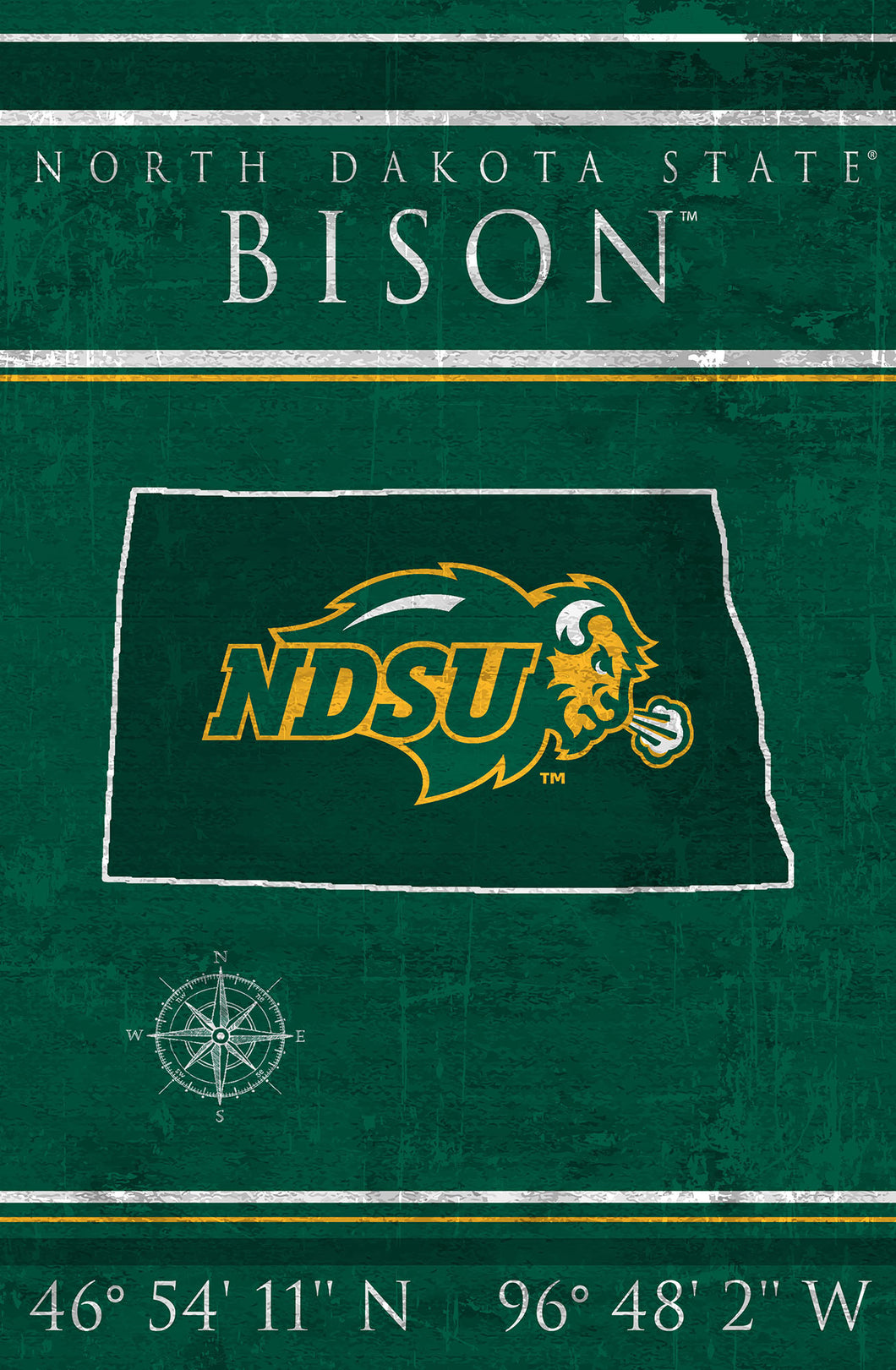 NDSU Bison Coordinates Wood Sign - 17