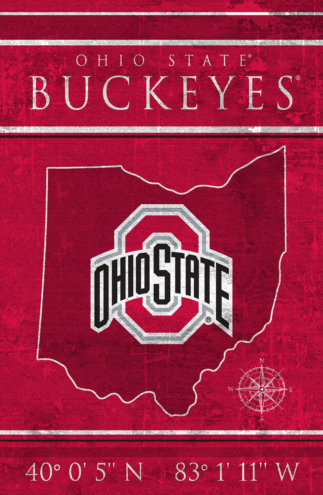 Ohio State Buckeyes Coordinates Wood Sign - 17